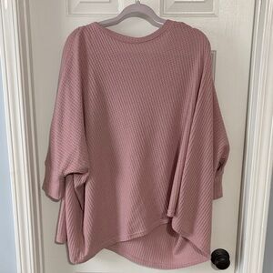LA MIEL Pink Waffle Knit Top